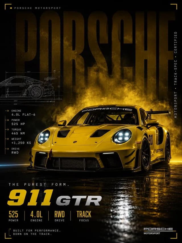 Cinematic Porsche Motorsport Poster preview image 1
