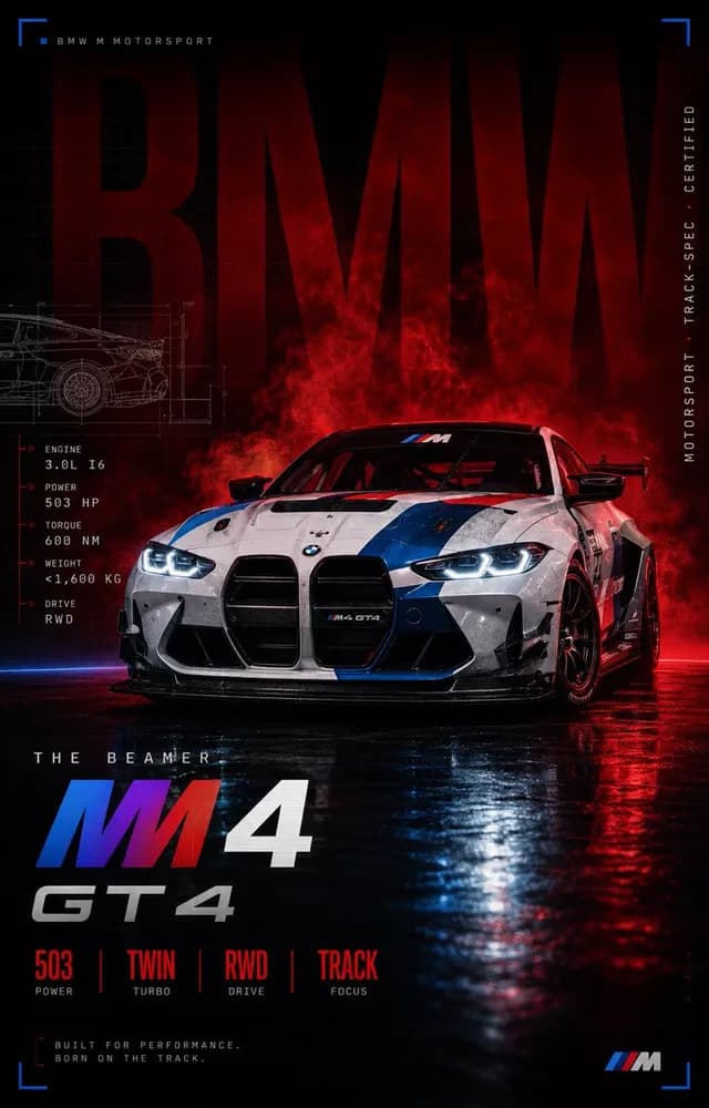 BMW M4 GT4 赛车运动海报 preview image 1