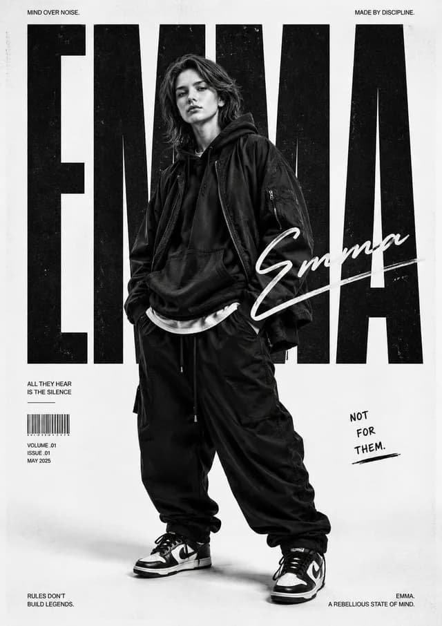 Monochrome Streetwear Editorial Poster preview image 1