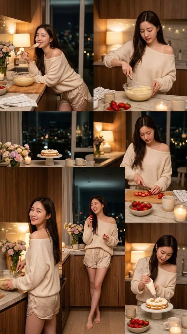 Korean Girl Kitchen Cooking Aesthetic preview image 1
