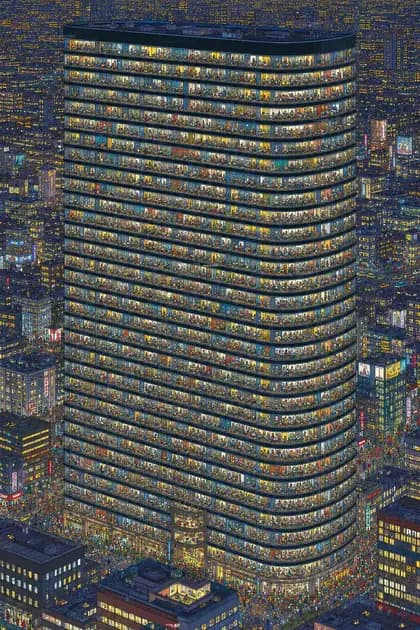 Crowded Night Office Tower preview image 1