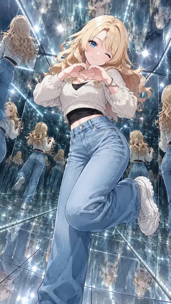 Anime Girl in Mirror Room preview image 1
