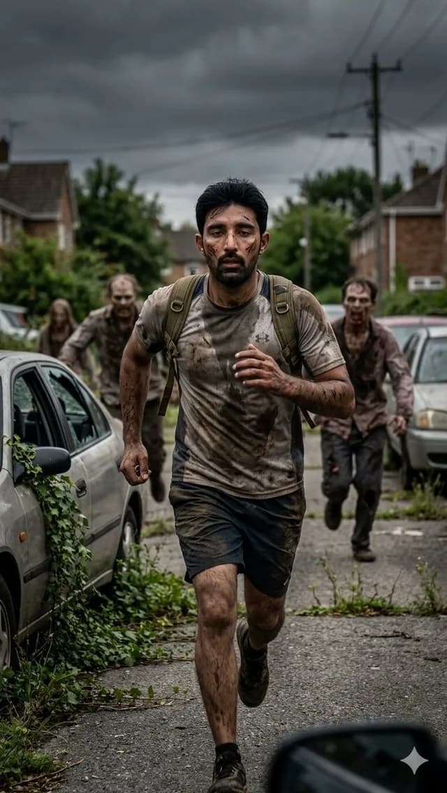 Desperate Runner on Stormy Street preview image 1