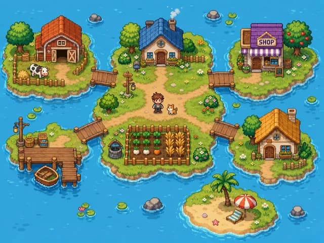 Cozy Pixel Farm Island Village preview image 1