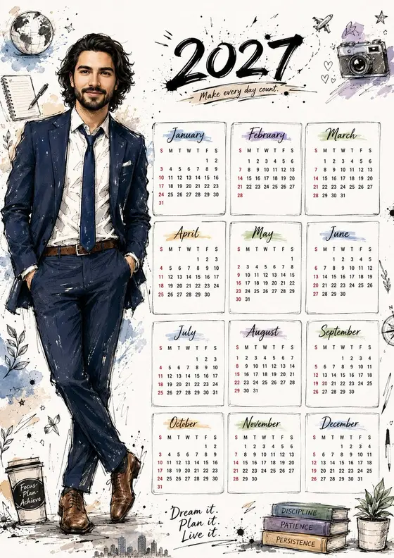 Hand Drawn Doodle Calendar Illustration preview image 1