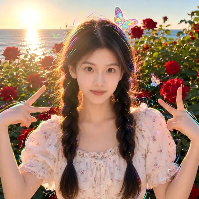 Sunset Seaside Rose Portrait preview image 1