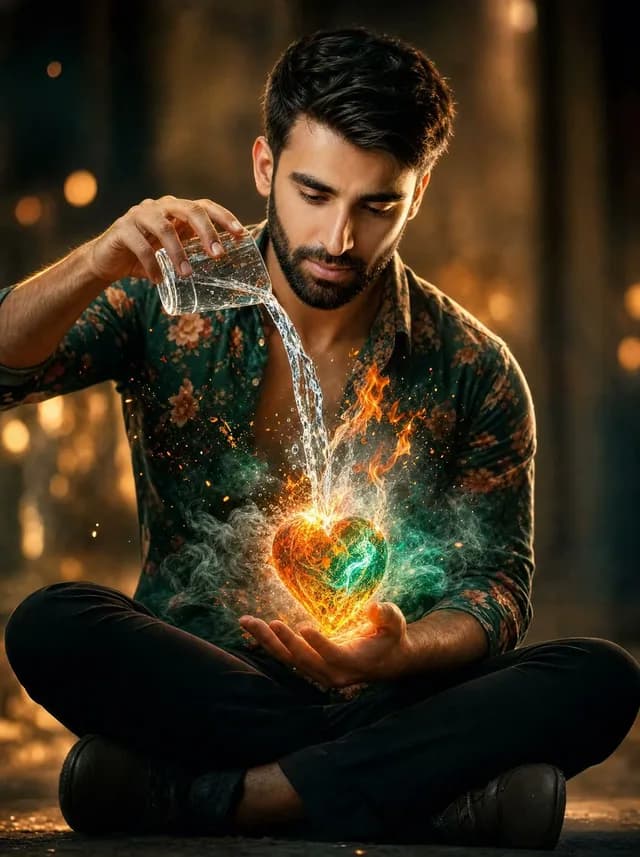 Man Pouring Water on Magic Heart preview image 1