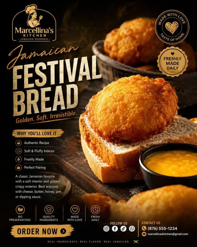 Luxury Jamaican Festival Bread Poster preview image 1
