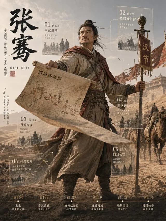 Zhang Qian 3D Historical Archive Poster preview image 1