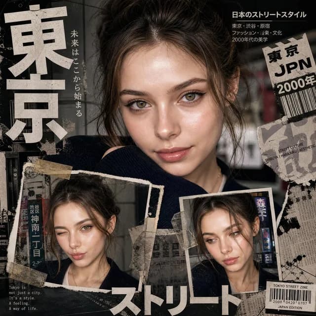 Y2K Japanese editorial collage poster preview image 1