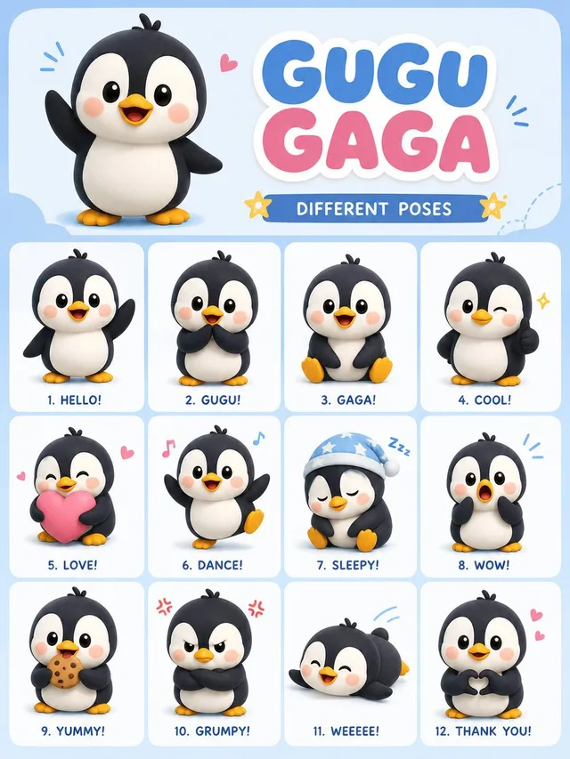 Chibi Penguin Expression Grid preview image 1