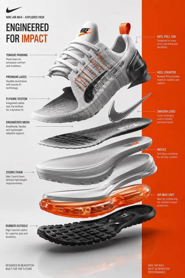 Exploded View Sneaker Infographic preview image 1