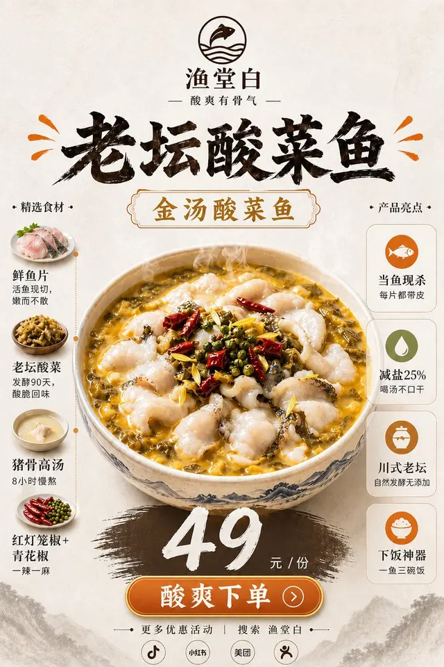 Chinese Sour Fish Restaurant Poster preview image 1