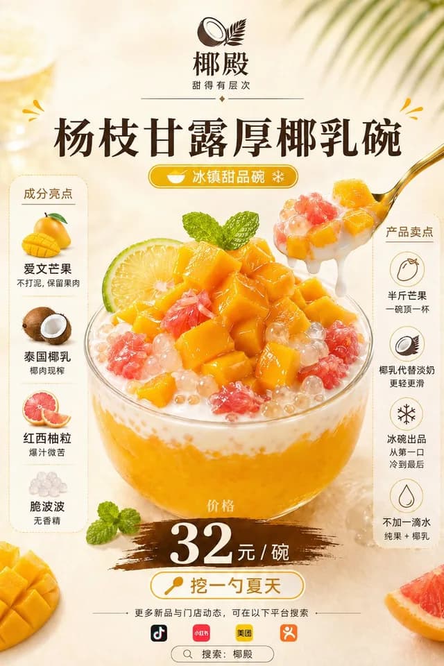 Mango Coconut Dessert Poster preview image 1