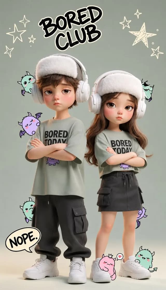 Bored Club Chibi Kids Poster preview image 1