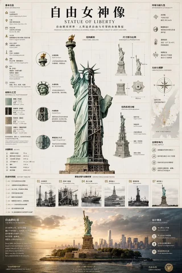 Statue of Liberty Technical Infographic preview image 1