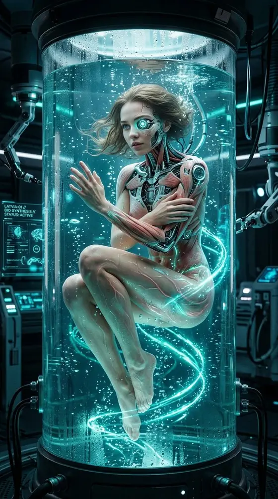 Cybernetic Woman in Cryo Tank preview image 1