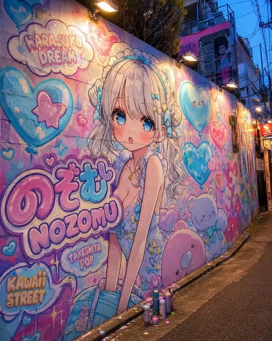 Harajuku Kawaii Graffiti Mural preview image 1