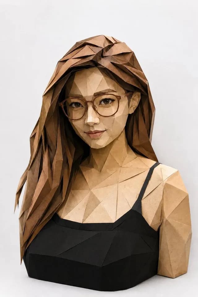Low-Poly Origami Papercraft Portrait preview image 1