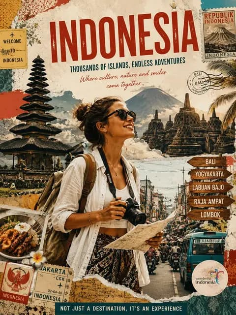 Vintage Indonesia Travel Collage Poster preview image 1