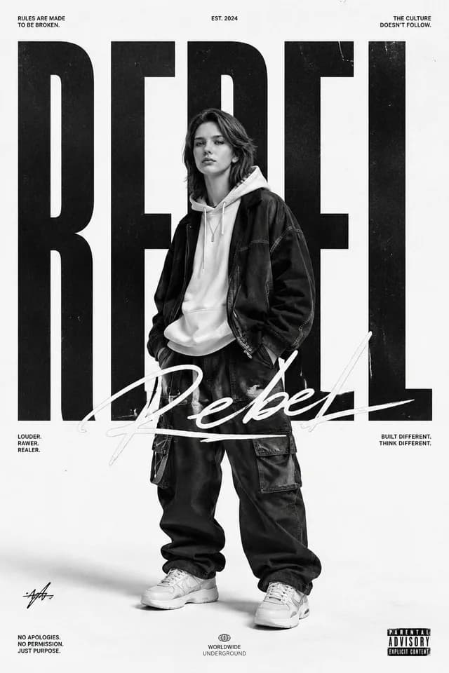 Monochrome Streetwear Editorial Poster preview image 1