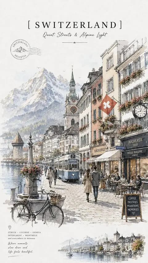 Vintage Watercolor Travel Posters preview image 1