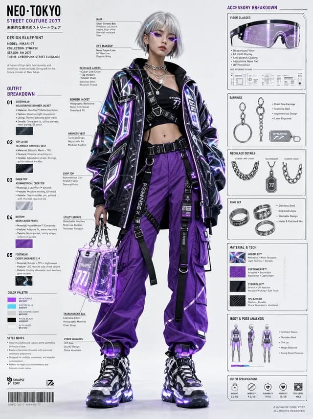 Cyberpunk Fashion Blueprint Sheet preview image 1