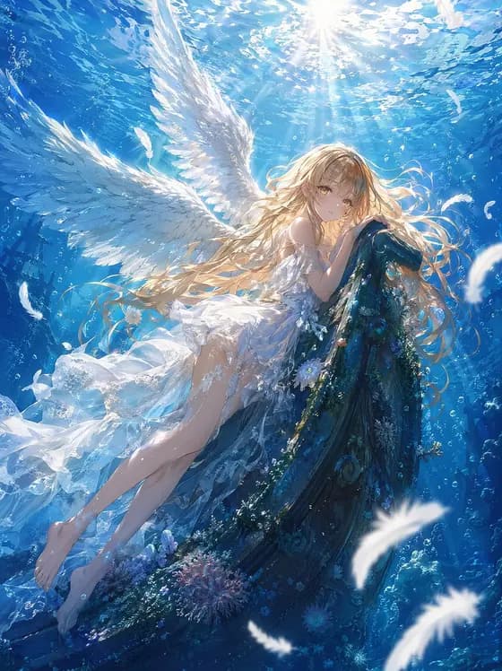 Underwater Angel Fantasy Illustration preview image 1