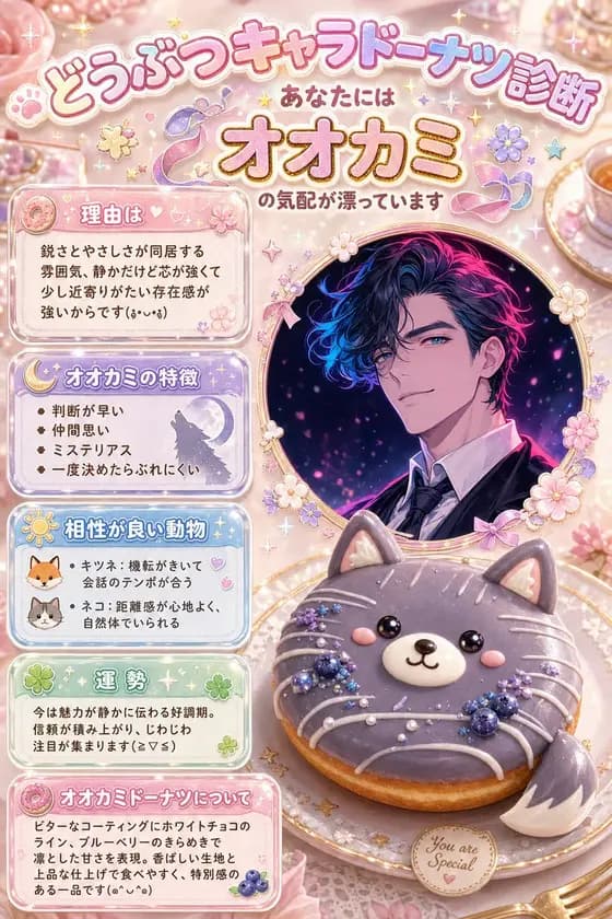 Kawaii Wolf Donut Diagnosis Poster preview image 1