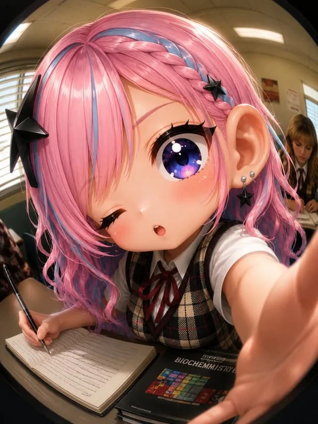 Fisheye Anime Schoolgirl Selfie preview image 1