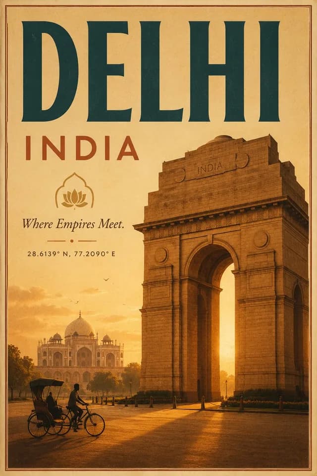 Vintage Delhi Travel Poster preview image 1