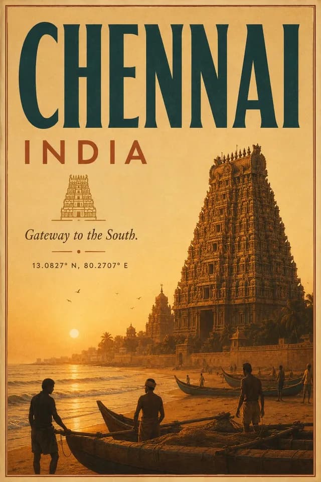 Vintage Chennai Travel Poster preview image 1