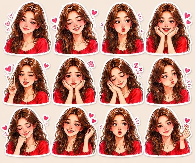 Kawaii Anime Sticker Sheet preview image 1