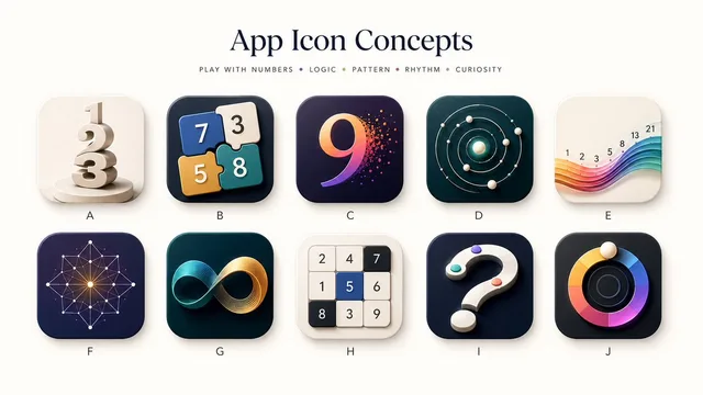 Number Puzzle App Icon Concepts preview image 1