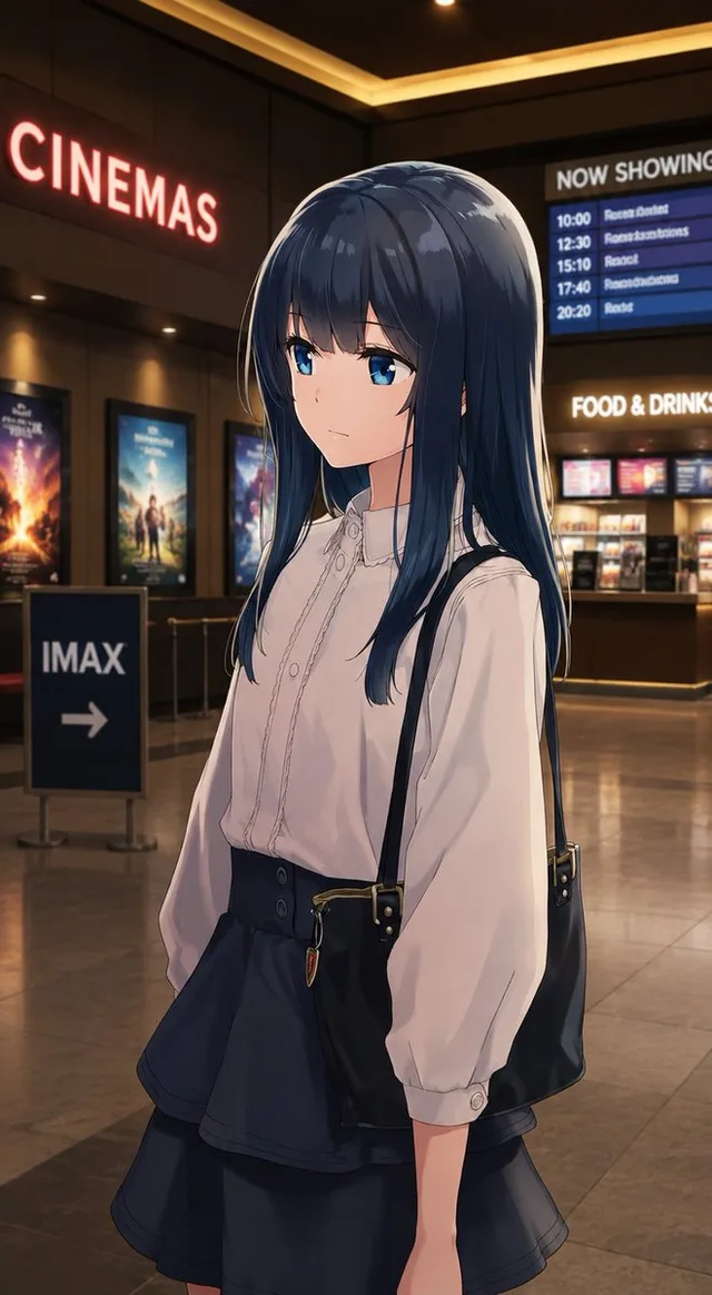 Anime Girl in Cinema Lobby preview image 1