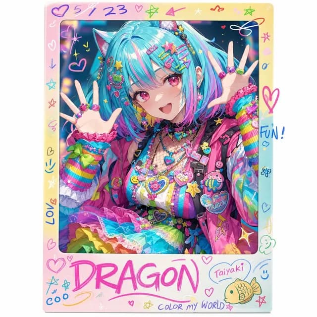 Rainbow Decora Anime Photo Card preview image 1
