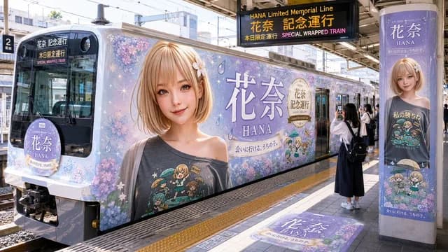 HANA Anime Wrapped Train at Station preview image 1