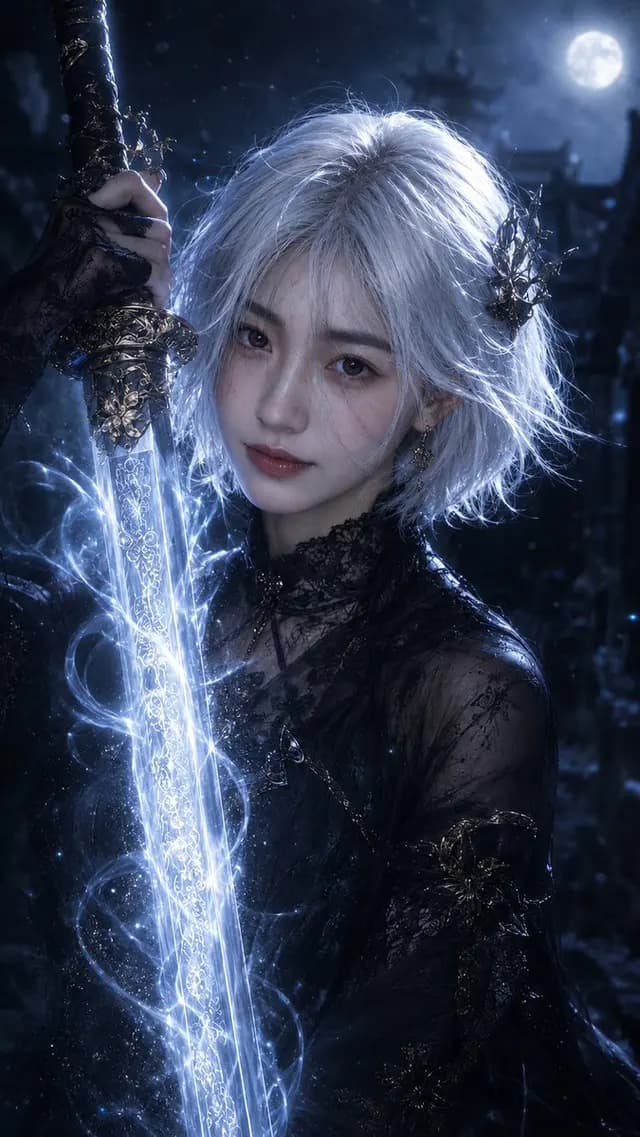 Moonlit Dark Fantasy Sword Maiden preview image 1