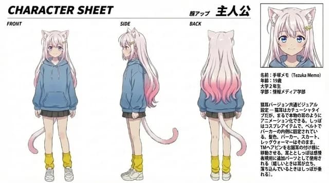 Anime Cat Girl Character Sheet preview image 1
