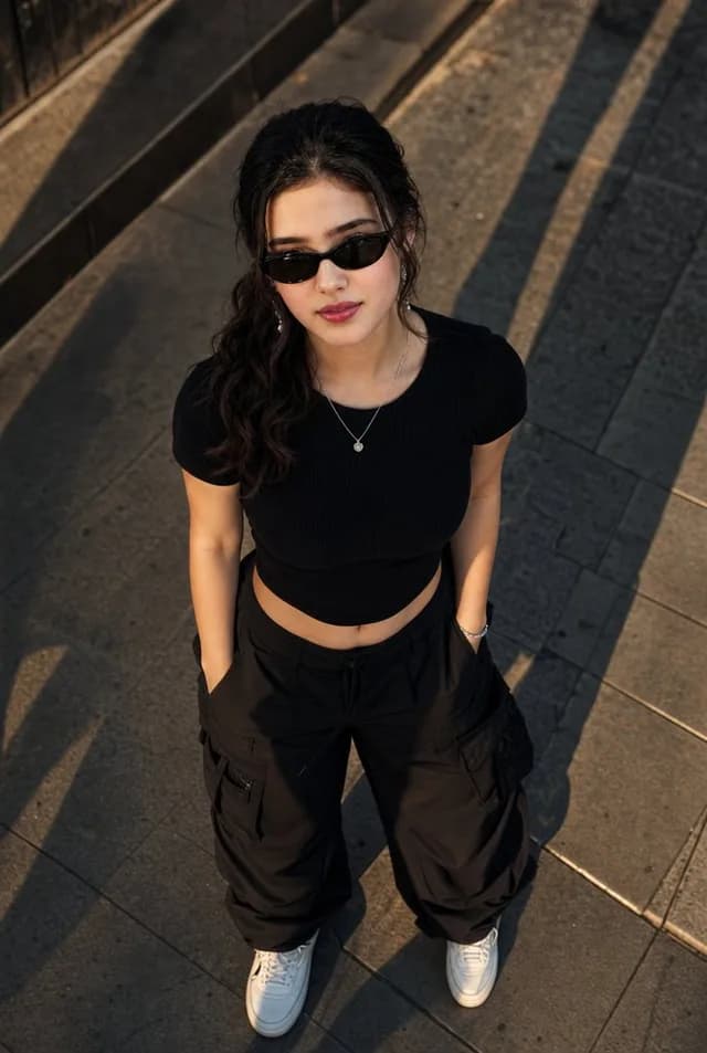 High-Angle Urban Fashion Portrait preview image 1