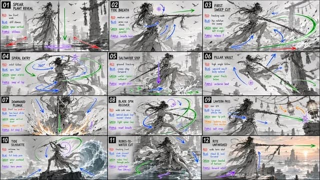 12-Panel Spear Sakuga Storyboard preview image 1