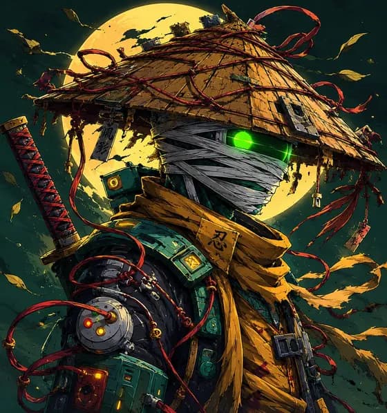 Cyberpunk Samurai and Ninja Art preview image 1