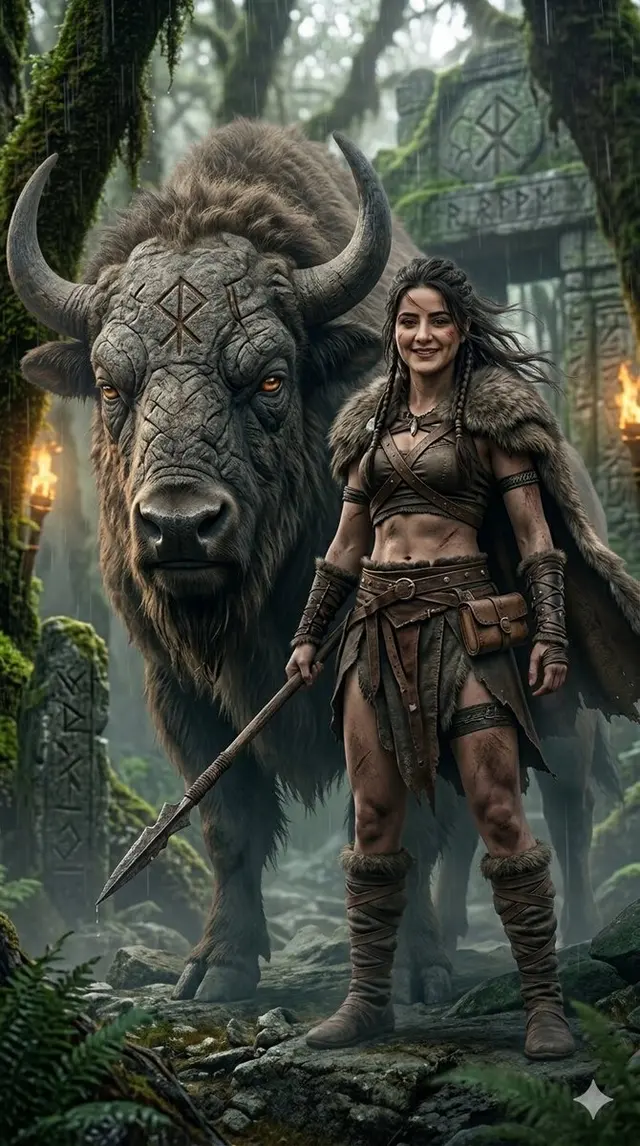 Fantasy Huntress and Ancient Beast preview image 1