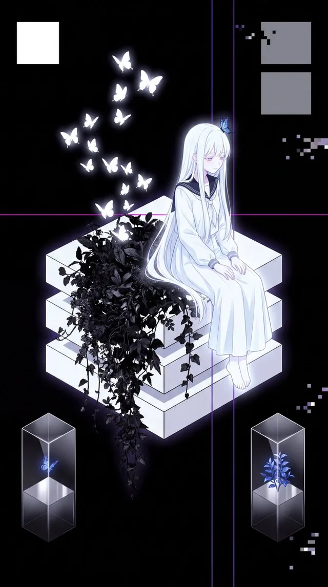 Glitch Aesthetic Anime Illustration preview image 1