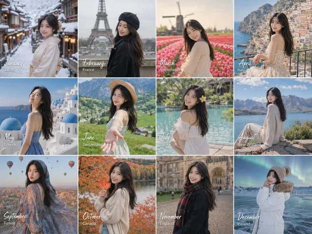 12-Month Travel Memory Grid preview image 1