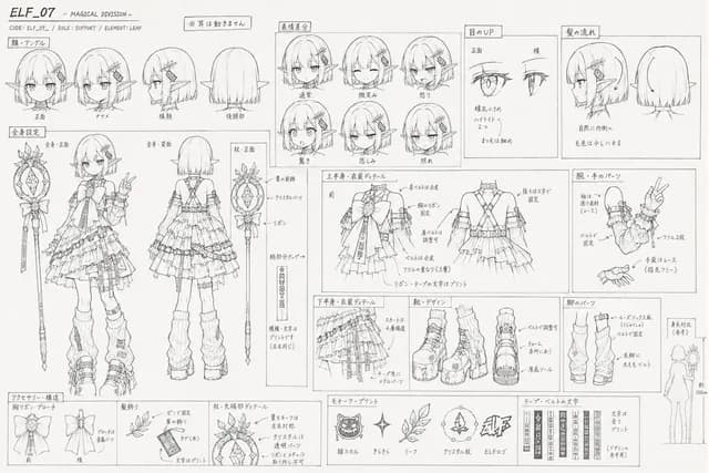 Professional Anime Character Line Art Sheet preview image 1