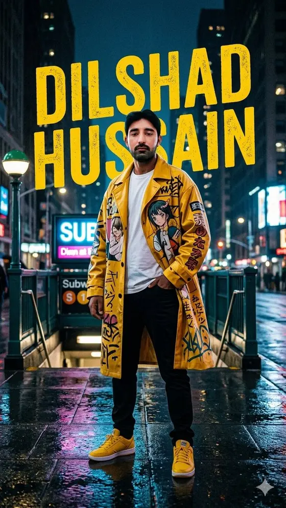 Neon Rain Streetwear Portrait preview image 1