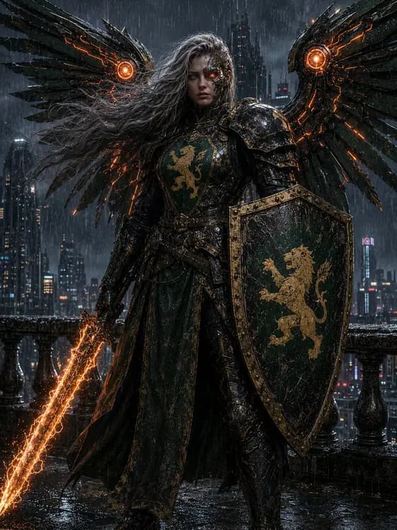 Cyberpunk Winged Lion Knight preview image 1
