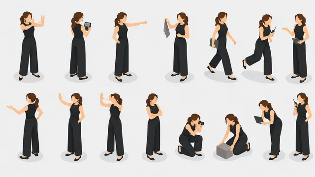 Isometric Businesswoman Pose Sheet preview image 1