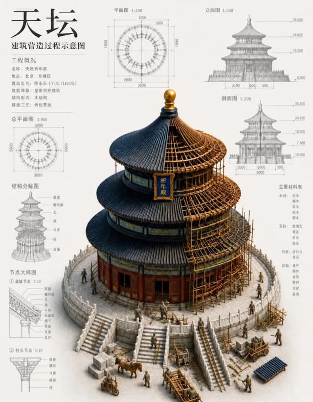 Chinese Temple Construction Blueprint preview image 1